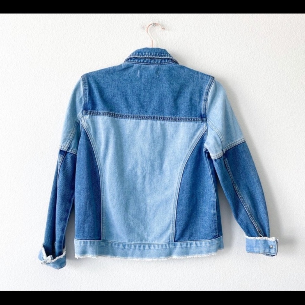 Block Patchwork Denim Jacket Size Medium Vintage … - image 2